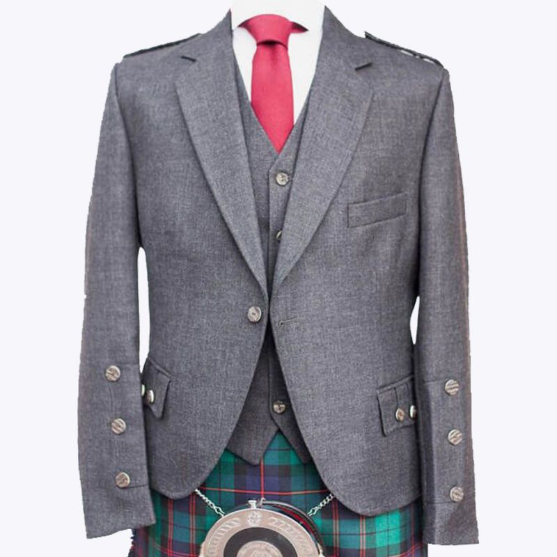 Argyle Kilt Jacket and Waist Charcoal Grey