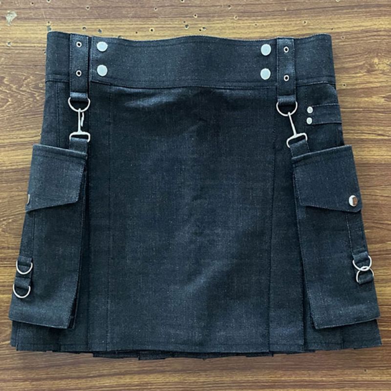 Black Denim kilt For Men
