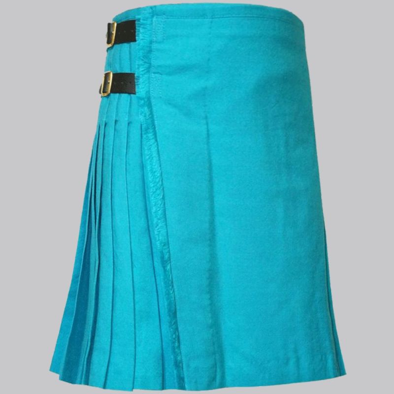 Blue Ancient Plain Colored Tartan Kilt