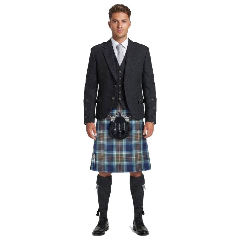 Holyrood Tartan Kilt With Charcoal Jacket Outfit