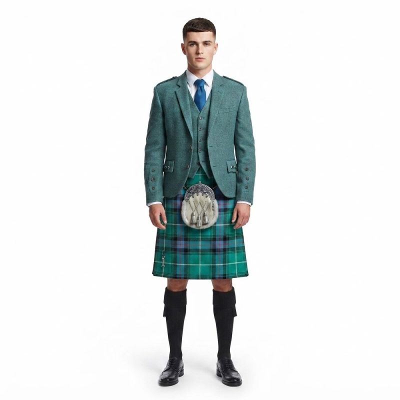 Lovat Green Crail Jacket & Waistcoat Kilt outfit