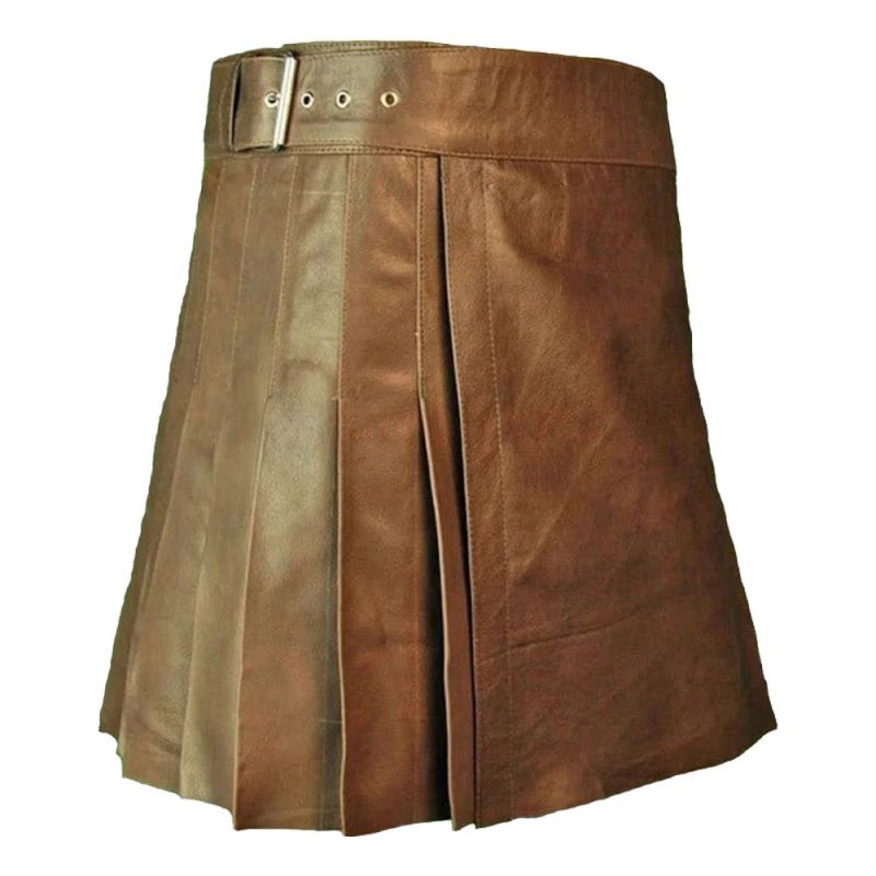 Mens Brown Leather Kilt