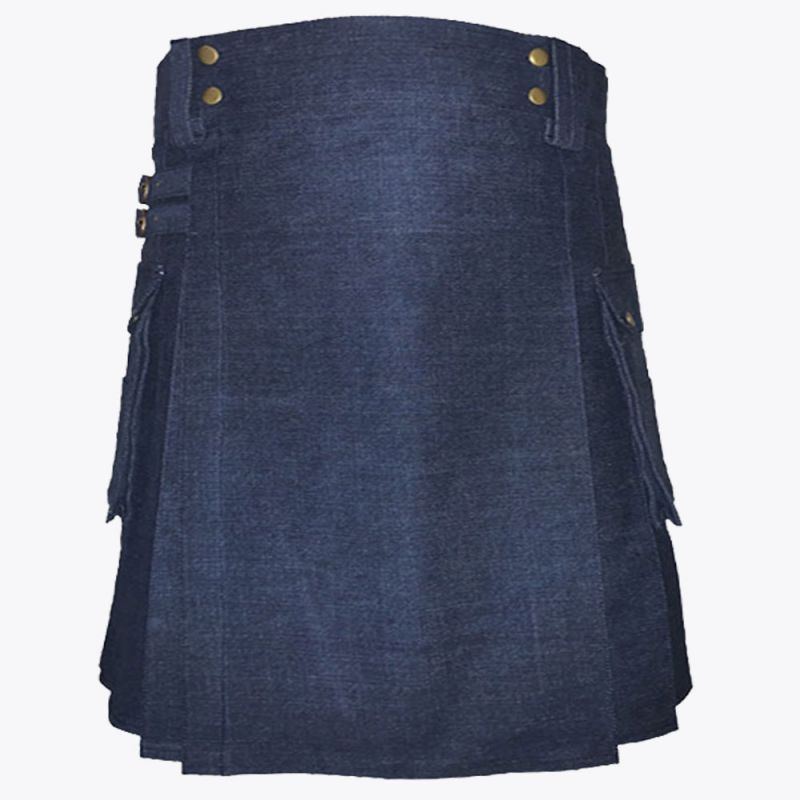 Simple Blue Denim Kilt
