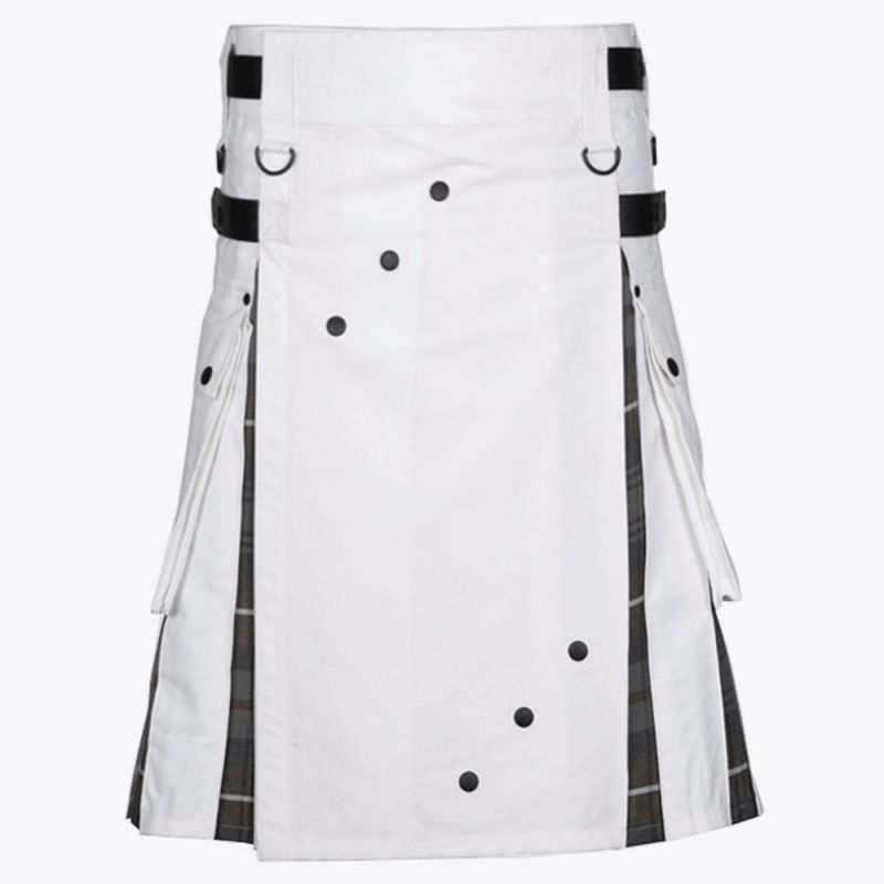 White Cotton Utility Hybrid Kilt
