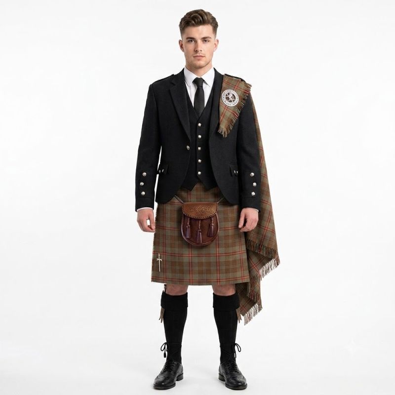 Young Weathered Tartan Kilt and Argyle Jacket Kilt Outfit