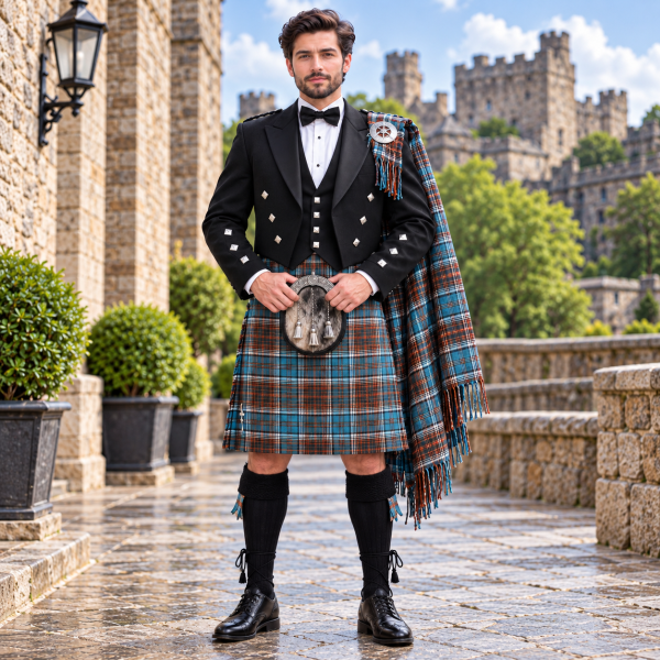 Anderson Ancient Tartan kilt with prince charlie jacket