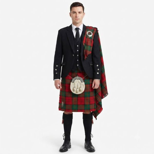 Dunbar Tartan  And Argyle Jacket Kilt Outfit