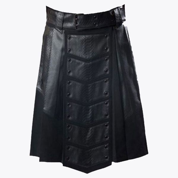 Leather Patch Gothic Utility Kilt
