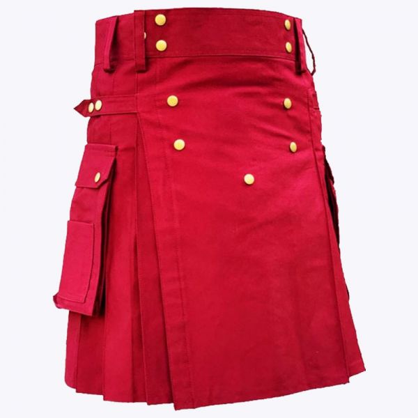 Red Modern Utility Kilt
